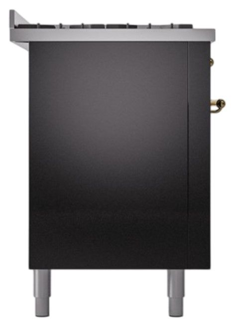 Ilve® Nostalgie II Noblesse 60'' Glossy Black Pro Style Dual Fuel Range with Brass Trim-2