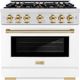 ZLINE Select Autograph Edition 36" Satin Stainless Steel Convection Pro Style Gas Range with White Matte Door and Polished Gold Accents-0