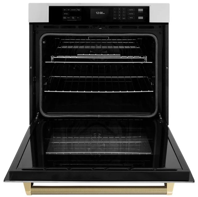 ZLINE Autograph Edition Professional 30" Stainless Steel True Convection Single Wall Oven with Air Fry and Self Clean with Champagne Bronze Helix Handle -2