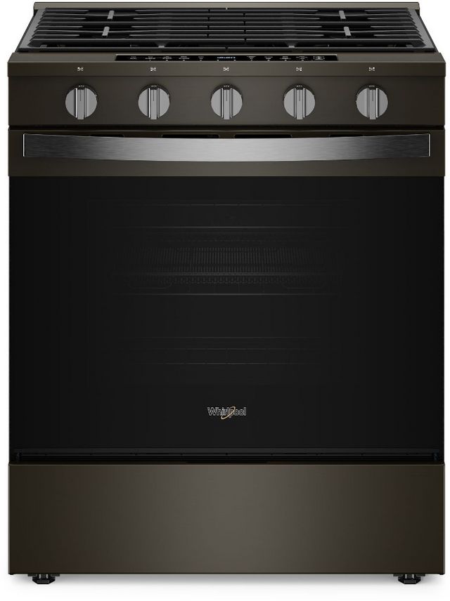 Whirlpool® 30" Black-on-Stainless Slide In Gas Range-0