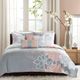 Olliix by Madison Park Lola 6 Piece Grey and Blush King/California King Reversible Cotton Printed Coverlet Set-0