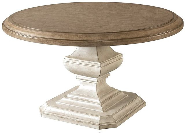 Riverside Furniture Elizabeth Antique Oak 54-inch Round Dining Table with Smokey White Base-1
