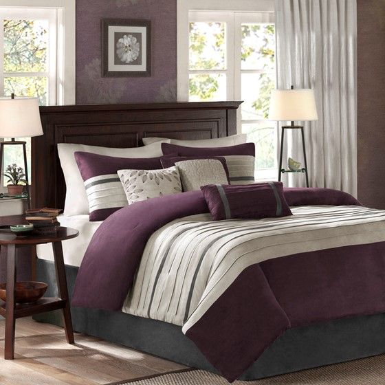 Olliix by Madison Park Purple Queen Palmer 7 Piece Comforter Set-3