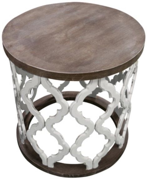 American Wholesale Furniture Brocade Ashnero/Nero White Round End Table-0