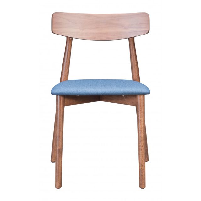 Zuo® Modern Newman Walnut/Blue Dining Chair-2