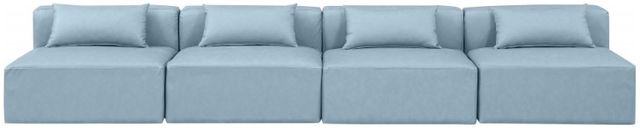 Meridian Furniture Cube 4-Piece Light Blue Vegan Leather Armless Sectional-1