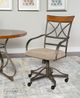 Powell® Hamilton Medium Cherry/Matte Pewter Swivel Dining Arm Chair-1