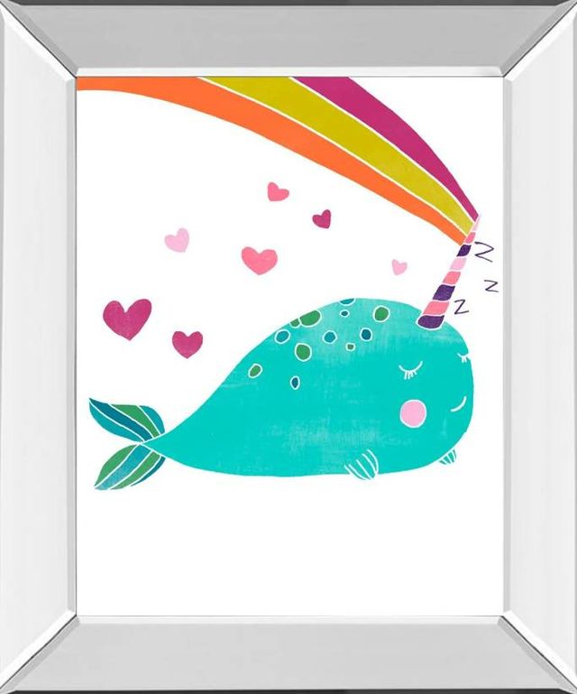 Classy Art Happy Narwals III by June Erica Vess Mirrored Frame Wall Art-0