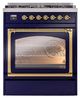 Ilve® Nostalgie II Noblesse 30" Midnight Blue Pro Style Dual Fuel Range with Brass Trim-1