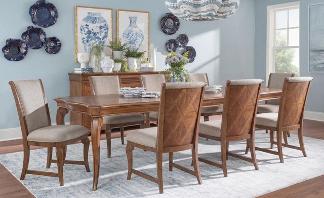 Legacy Classic Echelon Heritage Walnut Parquet Back Upholstered Dining Side Chair-1