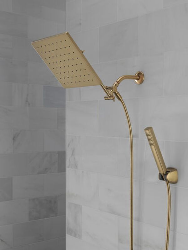 Delta Universal Showering Champagne Bronze 10" Raincan Shower Head and Handheld Combo with Adjustable Extension Arm-1