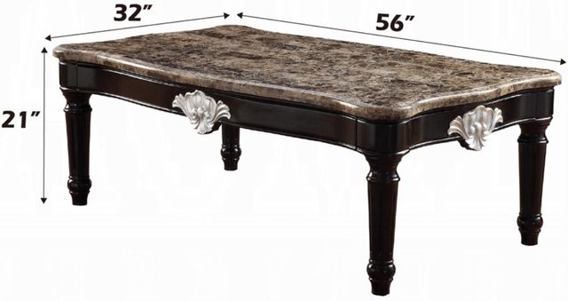 ACME Furniture Ernestine Brown Top Coffee Table with Black Base-2