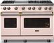 Viking® 5 Series 48" Blush Pro Style Gas (NG) Range with Brushed Brass Trim-4