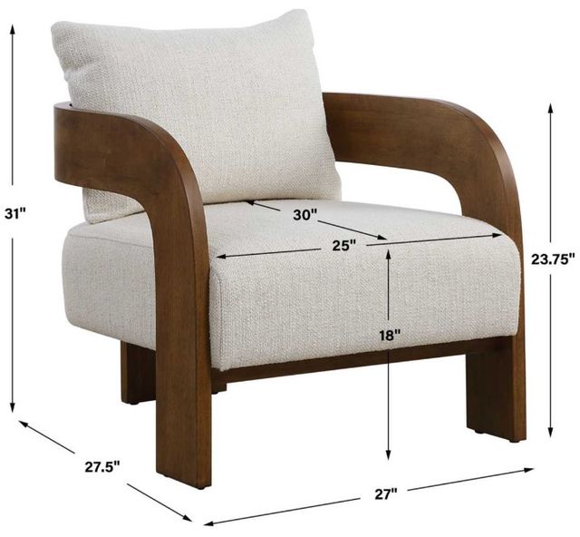 Uttermost® Rowan Ivory/Walnut Accent Chair-2