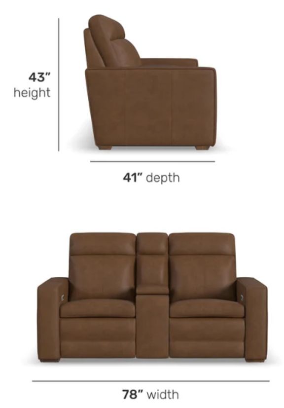 Flexsteel® Dutch Cortado Brown Leather Power Reclining Loveseat with Console-3
