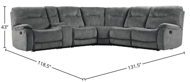 Parker House® Cooper 6-Piece Shadow Gray Manual Reclining L-Shape Sectional-3