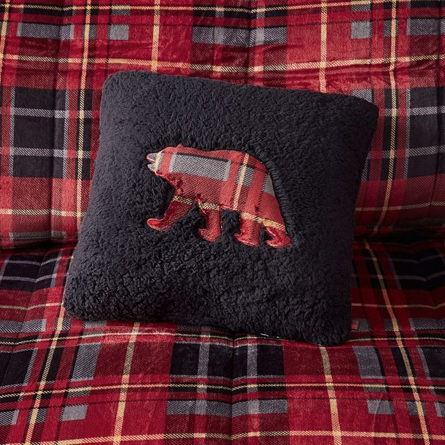 Olliix by Woolrich Alton Red Plaid King Plush to Sherpa Down Alternative Comforter Set-4