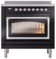 Ilve® Nostalgie II Noblesse 36'' Glossy Black Pro Style Induction Range with Chrome Trim-1