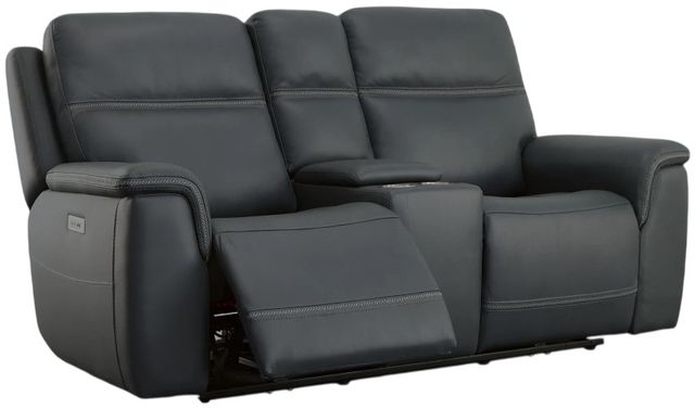 Flexsteel® Sawyer Marine Leather Power Reclining Loveseat with Console, Power Headrests and Lumbar-3