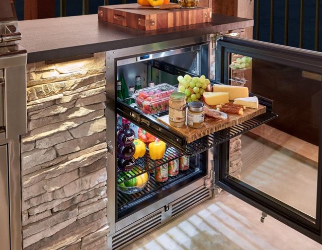 Perlick® Marine & Coastal Series 24" 5.2 Cu. Ft. Stainless Steel Glass Door Under the Counter Refrigerator-2
