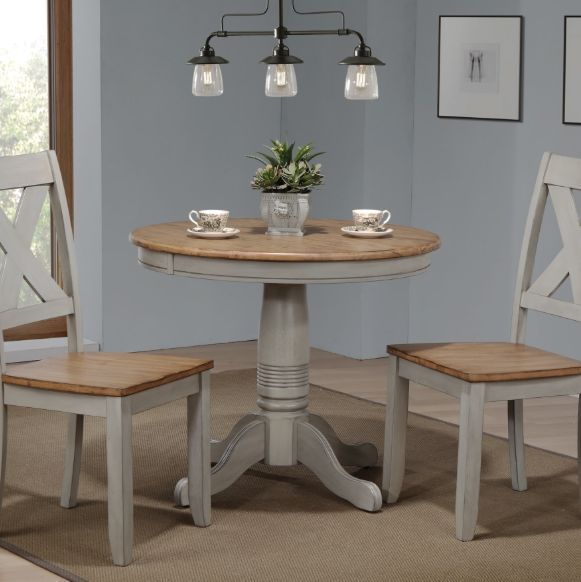 Winners Only® Barnwell Rustic Brown Top 36" Dining Table with Gray Pedestal Base-1