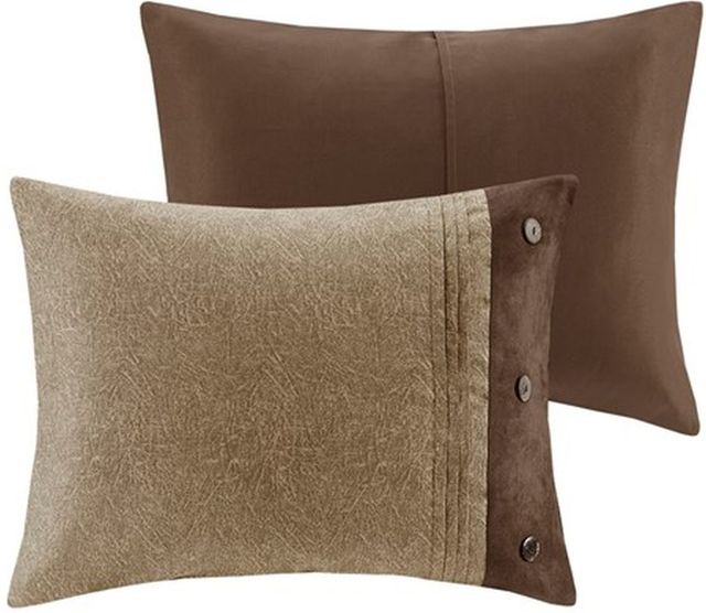 Olliix by Madison Park Boone 7 Piece Brown Queen Faux Suede Comforter Set-2