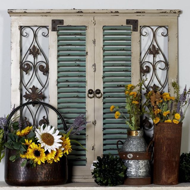 Deco Marche Beige Scroll Window Shutter Wall Decor-4