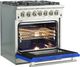 FORNO® Capriasca 30" Stainless Steel Pro Style Dual Fuel Range with Blue Door-3
