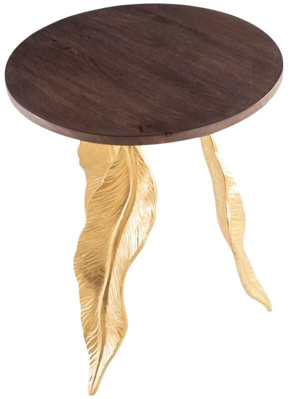 Steve Silver Co. Verna Walnut Accent Table with Gold Base-1