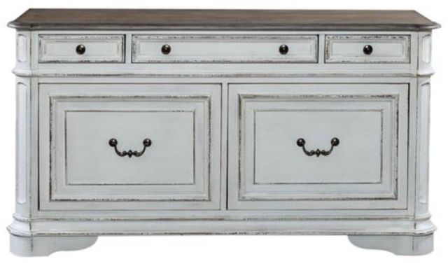 Liberty Furniture Magnolia Manor Antique White/Weathered Bark Home Office Credenza-2