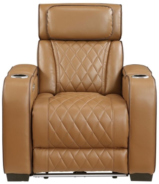Homelegance® Fairway Brown Power Recliner with Power Headrest-2