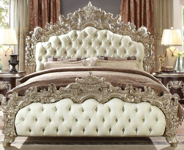 Homey Design 5-Piece Brown/Metallic Silver Bedroom Set-1