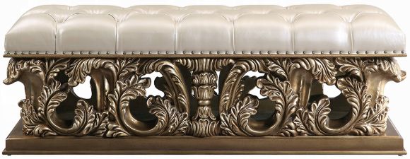 ACME Furniture Constantine Brown/Light Gold Leather Bench-3