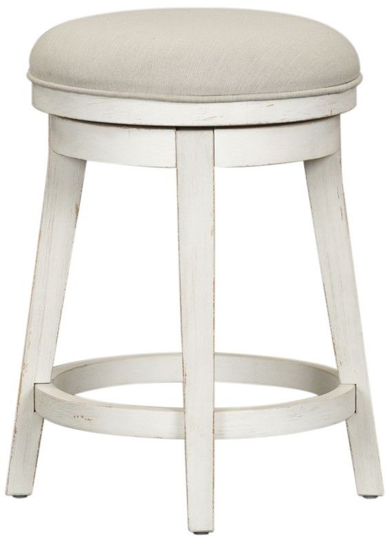 Liberty Furniture Modern Farmhouse Flea Market White/Gray Console Swivel Stool-3