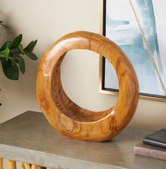 Deco Marche Brown Round Decorative Sculpture-3