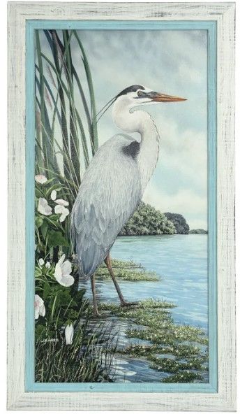 Stylecraft Great Blue Heron Blue/White Wall Art-0