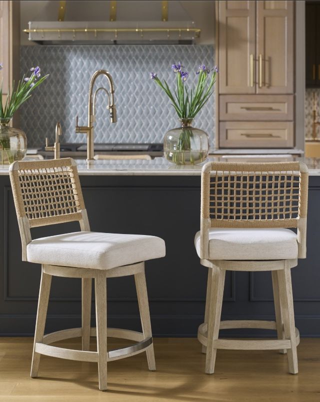 Universal Explore Home™ Oasis Beige Dockside Swivel Counter Stool-1