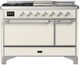 Ilve® Majestic III 48" Antique White Pro Style Dual Fuel Natural Gas Range with 5 Black Brass Burners and Chrome Trim-0