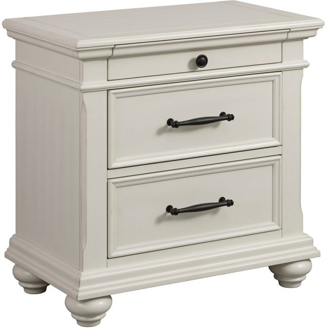 Elements International Slater Antique White Nightstand-0