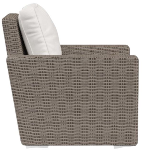 Sunset West Coronado Driftwood Resin Wicker Outdoor Club Chair with Canvas Flax Cushion-2