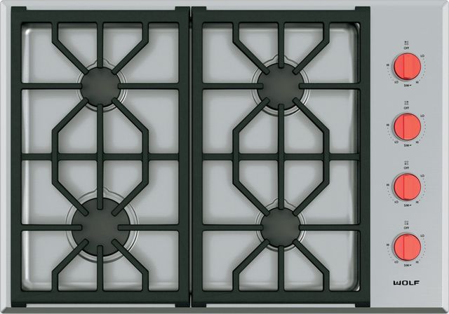 Clearance Wolf® 30" Stainless Steel Transitional Natural Gas Cooktop-0