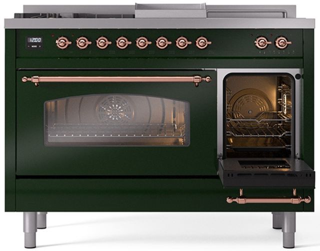 Ilve® Nostalgie II Series 48" Emerald Green Pro Style Dual Fuel Range-3