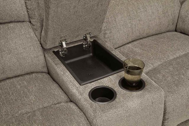 Signature Design by Ashley® Draycoll Pewter Double Power Reclining Loveseat with Console-3