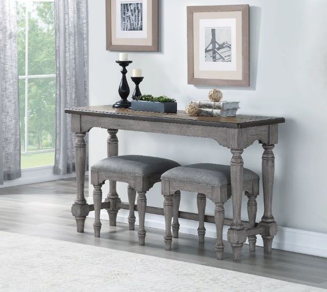 Flexsteel® Plymouth Medium Brown Sofa Table Distressed Graywash Base-1