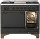Ilve® Majestic III 40" Graphite Matte Pro Style Dual Fuel Liquid Propane Range with Solid Door and Burnished Trim-3