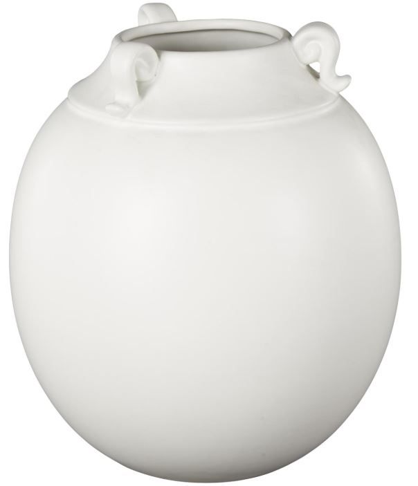 Deco Marche White Ceramic Vase with Scroll Handles-0