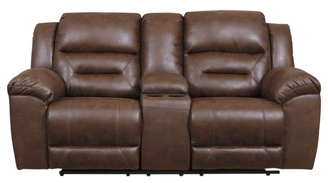Signature Design by Ashley® Stoneland Chocolate Double Manual Reclining Loveseat with Console-1