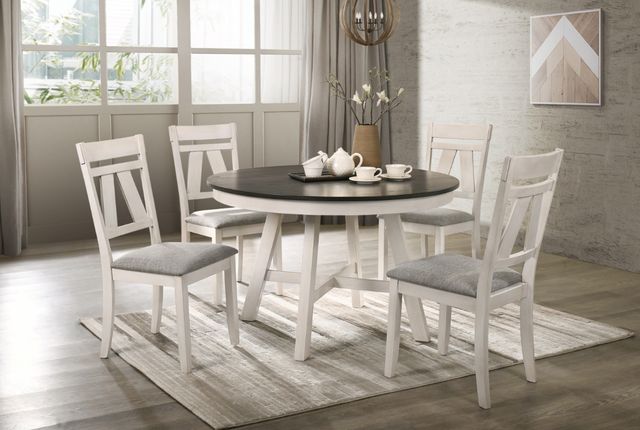 New Classic® Home Furnishings Maisie Brown Round Dining Table with White Base-1