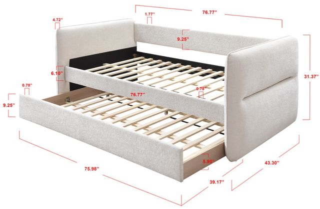 Crown Mark Philipa Oatmeal Upholstered Daybed-3