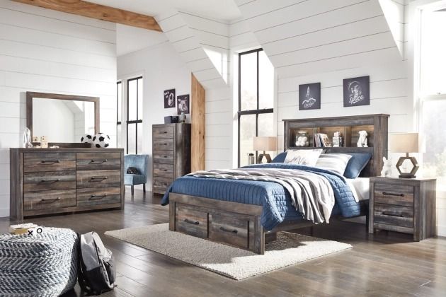 Signature Design by Ashley® Drystan 2-Piece Brown Rustic King Storage Bed Set-3